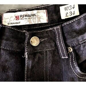PJ MARK Men's Straight Leg Black Jeans 34x34
